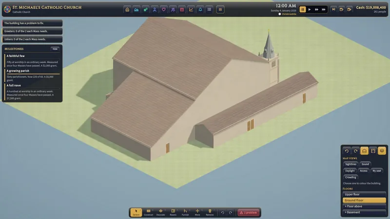 A church's exterior and roofs.